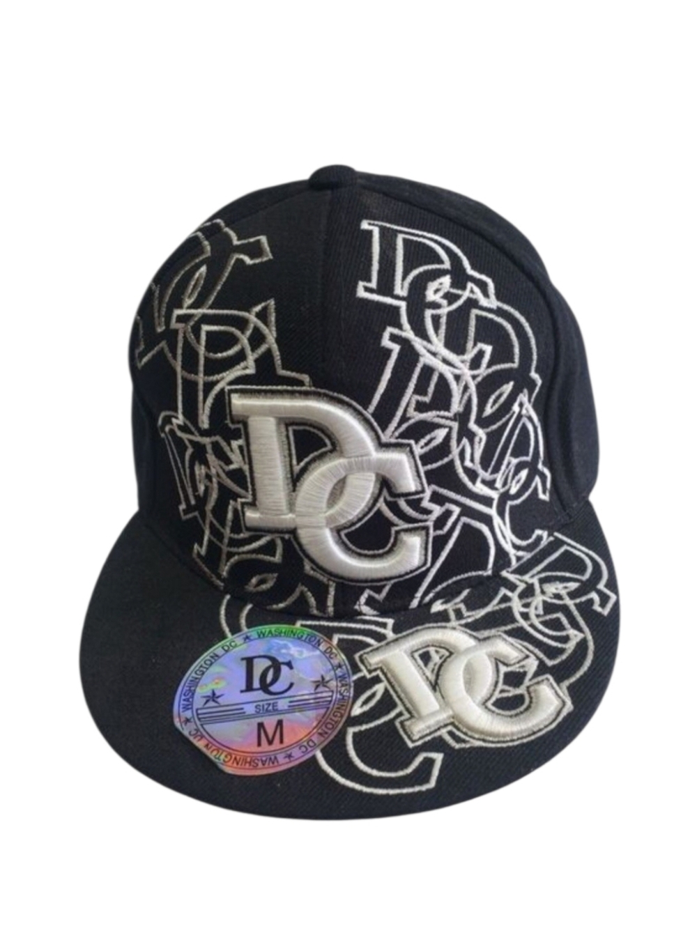 USA Washington DC Logo Mens Medium Fitted Cap Hat Black White Casual NEW